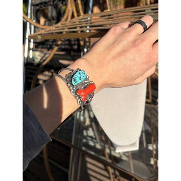 Artisan Sterling Silver Navajo Bracelet Genuine 1940’s Vintage - Picture 9 of 10